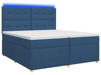 vidaXL Boxspringbed met matras en hoofdbord, blauw, 200 x 200 cm, stof