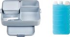 Merkloos Unyqoos® 2-delige Bento lunchbox, groot (1500 ml) – Koel en neem een pauze, met compartimenten, extra bakje met deksel en vork, geschikt voor maximaal 8 boterhammen, Nordic Blue