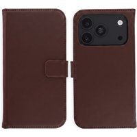 Selencia Echt Leren Bookcase voor de Apple iPhone 18 Pro / 17 Pro - Bruin