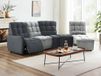 Vente-unique Canapé d'angle modulable en velours - Gris clair et anthracite - ALFORD