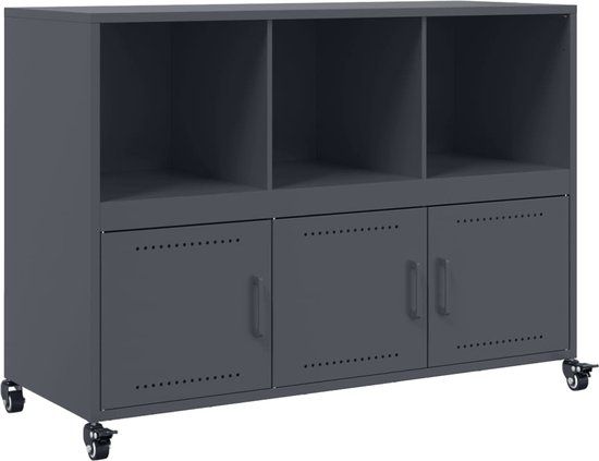 vidaXL Dressoir - 100,5x39x72 cm - Staal - Antraciet