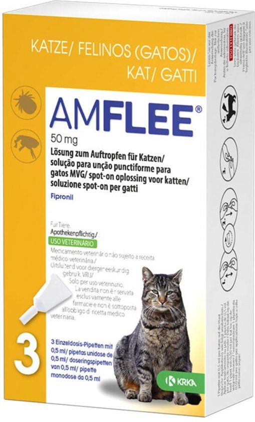 Amflee Spot On Anti Vlooien en Teken Druppels voor Katten - 3 Pipetten