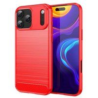 Apple iPhone 17 Pro Max - housse etui silicone gel carbone + film ecran - ROUGE