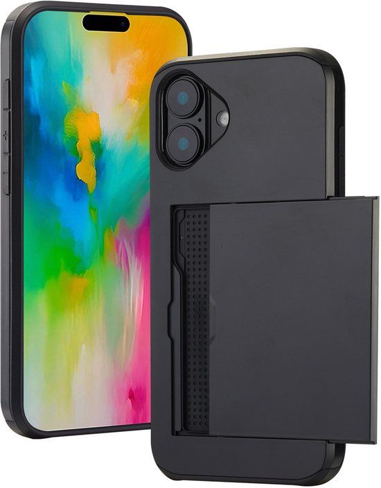 imoshion Hoesje met Pasjeshouder - Geschikt voor Apple iPhone 16 Plus - Zwart