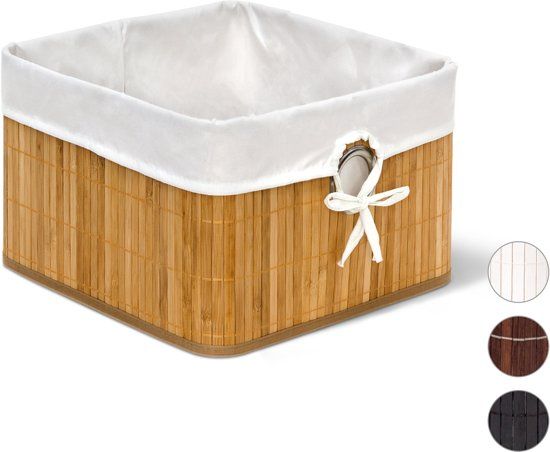 Relaxdays Opbergmand uit Bamboe - Verschillende Kleuren Beschikbaar - Opbergbox Mand - Wit