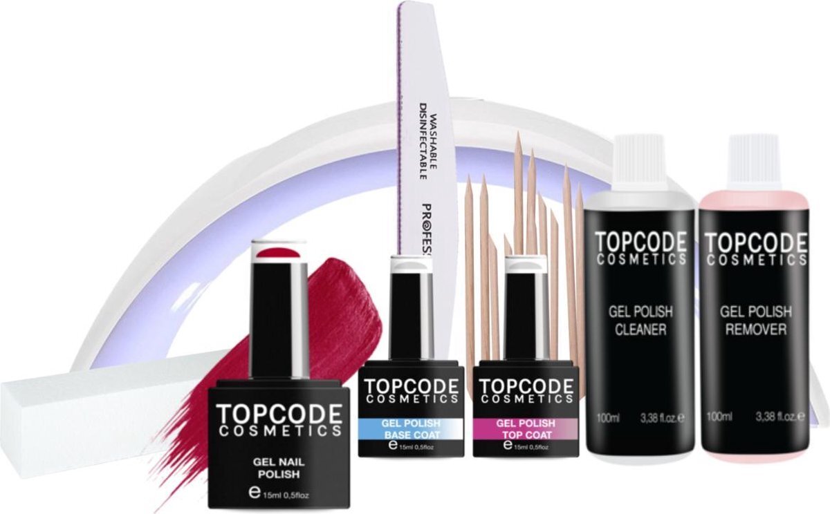 TOPCODE Cosmetics gellak starterspakket - Basic Starter Set - Gellak #MCBS01- incl. 1 rode kleur