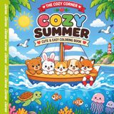 Cozy Summer: Cute & Easy Coloring Book with Adorable Animal Friends, Beach Adventures, Ocean Fun, and Sunny Summer Activities