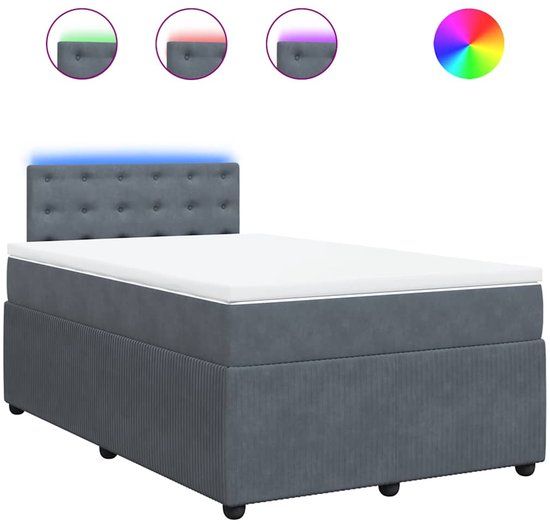 vidaXL Boxspring met matras fluweel donkergrijs 120x200 cm