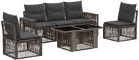 vidaXL Tuinbank Set 6 st Grijs en Donkergrijs poly rattan