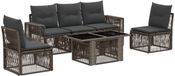vidaXL Tuinbank Set 6 st Grijs en Donkergrijs poly rattan