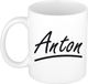 Bellatio Decorations Anton Naam koffiemok - beker - met sierlijke letters - wit