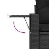 vidaXL 6-delige Loungeset met Kussens, Poly Rattan, Zwart