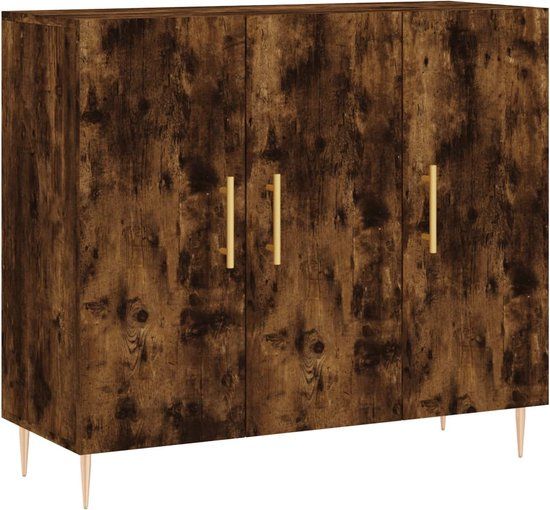 vidaXL Dressoir 90x34x80 cm bewerkt hout gerookt eikenkleurig