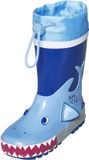 Playshoes Bottes de pluie pour enfants avec cordon de serrage - Requin - Bleu - Taille 28