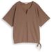 Tom Tailor - Sweatshirt en jacquard à col en V - Taille S - gris taupe