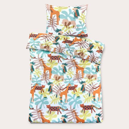 NOUS Kids katoenen dekbedovertrek 1-persoons (140x200 cm) Groen Paisley