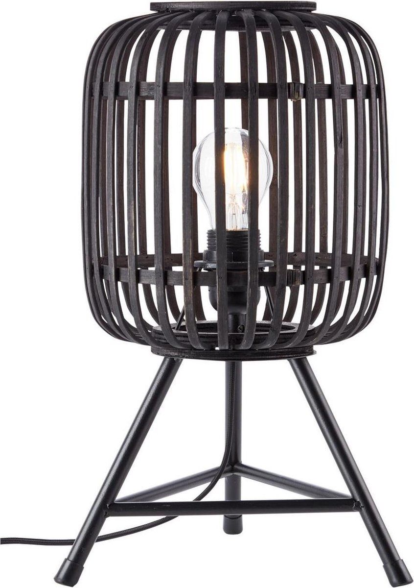 Brilliant WOODROW Tafellamp - Zwart - Bamboe - E27 - LED - 2021