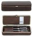 Étui en cuir avec 3 stylos plume - Étui à stylos vintage, brun café