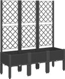 vidaXL Plantenbak met latwerk 120x40x142 cm polypropeen zwart