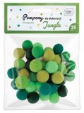 Interdruk - Craft Pom Pom - 35 Gekleurde 18 mm Pompons voor DYI Crafting - Jungle Set