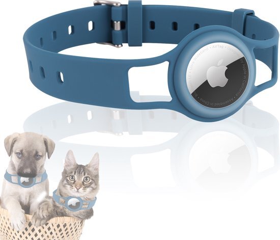 Mefix Hondenhalsband Airtag I Airtag Halsband | Halsband hond | Halsband geschikt voor Apple AirTag I Blauw | Track I Puppy I Air Tag blauw