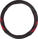 All Ride Stuurhoes Auto 38CM - Geschikt voor Stuurwielen 37-39CM - Comfortabele Grip - Anti-Slip - Auto Decoratie - Kunstleer - Zwart/Rood