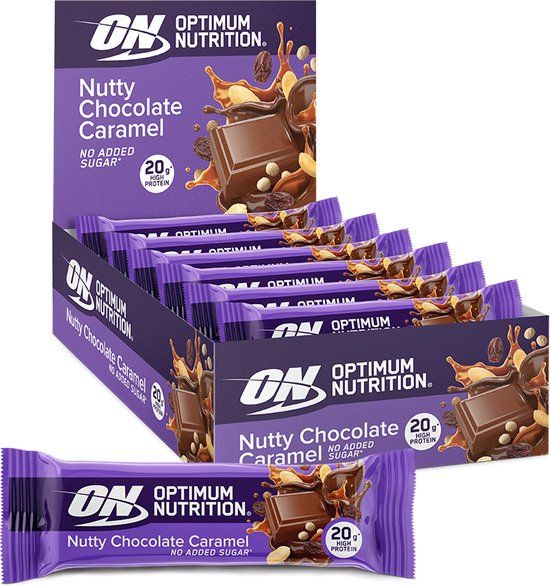 Optimum Nutrition Protein Bars - Nutty Chocolate Caramel Proteine Repen - Vegetarisch - 10 Eiwitrepen (550 gram)