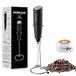 POWSAF Melkschuimer Handheld pour café avec support - batteur électrique mini mousseur pour cappuccino, frappe, matcha, chocolat chaud, argent/noir