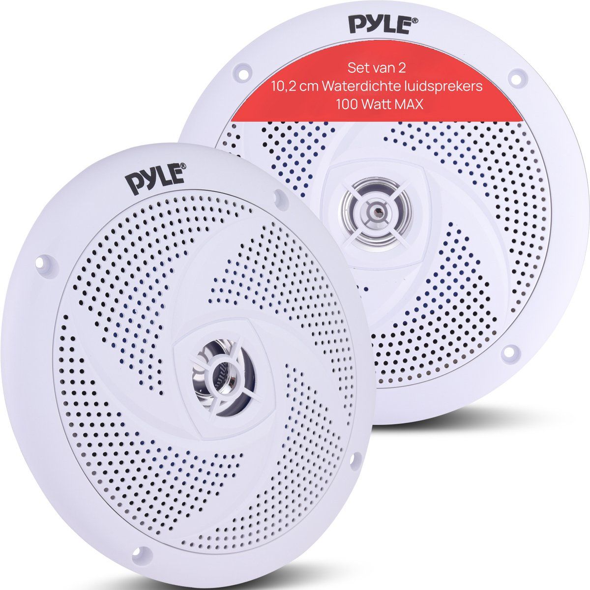 Pyle Marine Luidsprekers - 2-Weg Waterdichte Speakers – Luidsprekers voor Boten - Weerbestendige Buitenluidsprekers - 100 Watt- Laag Profiel Slim Ontwerp - 1 Paar - Wit