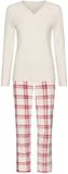 Pastunette Alpine Creme Pyjama Vrouwen Lange Mouw Geruit Wit/Creme/Rood Maat 36