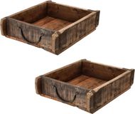 Novaliv 2x houten kist vintage 30 x 25 x 8 cm oude baksteenvorm hout grote multifunctionele kist gemaakt van gerecycled oud hout elke vorm is uniek Vintage doosdecoratie