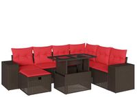 vidaXL 8-delige tuinbankset met kussens, bruin, polyrotan