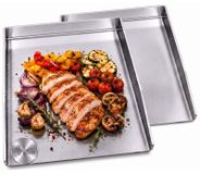Plaques de grill en acier inoxydable en 2 parties 40 x 30 cm