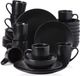 Eminent assiettes – 8 personnes – 32 pièces – Noir Céramique – Service de table – Assiettes à petit-déjeuner