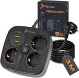 REAGLE Multiprise 3 m avec protection contre les surtensions, 3 prises, 2x USB, 2x USB-C