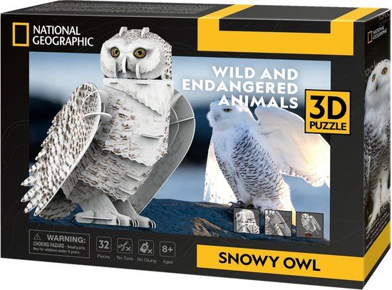 National Geographic 3D Puzzel Sneeuw Uil - 32 Stukjes - Multicolor