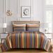 Chezmoi Collection Avery 3-delige meerkleurige gestreepte 100% gewassen katoenen quiltset, queensize