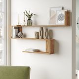 [en.casa] Wandplank Kitee 120x14,5x71,5cm houtkleurig