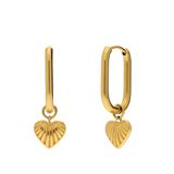 Lucardi Dames Stalen goldplated oorringen hart voor dames - Oorbellen - Staal - Goudkleurig
