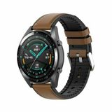 By Qubix - Leer + Siliconen Bandje - Bruin - Geschikt voor Huawei Watch 5 - 46mm