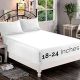 Elegant Comfort 1500 Premium hoeslaken, ultra-zacht, extra diepe zak van 46-61 cm voor dik matras, kreukbestendig met slimme opbergzakken, kingsize, wit