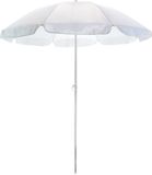 Merkloos Strand/tuin Parasol - wit - D145 cm - verstelbaar - zonbescherming - polyester