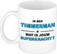 Bellatio Decorations Bol Ik ben timmerman wat is jouw superkracht mok / beker - wit met blauwe tekst - cadeau / verjaardag / beroepen