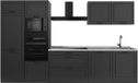 Vicco Complete keukeneenheid R-Line, Antraciet landelijk/Antraciet, 340 cm marmer werkblad