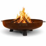 MOODZ Outdoor Living Vuurschaal 80 cm Cortenstaal Feet & Handle - Hoge Kwaliteit 3 mm dik Cortenstaal - 80x80x23.5 cm