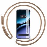 Tumundosmartphone Transparante beschermhoes voor de Oneplus Nord 4 5G, met koord in camelbruin