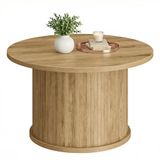 VASAGLE Ronde Salontafel, met Geribbelde Basis, 80 x 80 x 45 cm | Koffietafel, Mid-Century Modern, Spaanplaat en MDF, voor Woonkamer, Zandbruin, MIRIANA Collectie LCT276K101