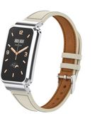 By Qubix Qubix - Classic Leren Bandje met Case - Roomwit - Geschikt voor Xiaomi Smart Band 7 Pro / Mi Band 7 Pro
