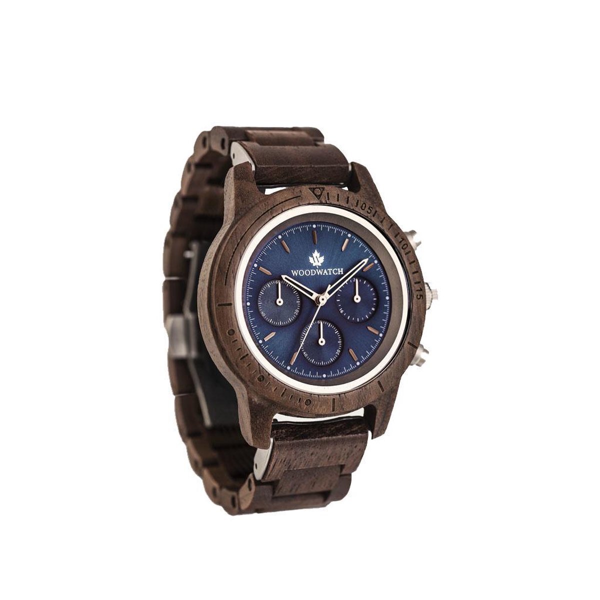 WoodWatch De officiÃ«le Sapphire Silver Houten horloge heren