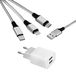 MUTTO Universele wandlader, 5 V, 2 A/10 W, met 2 USB-poorten + 3-in-1 multi-oplaadkabel